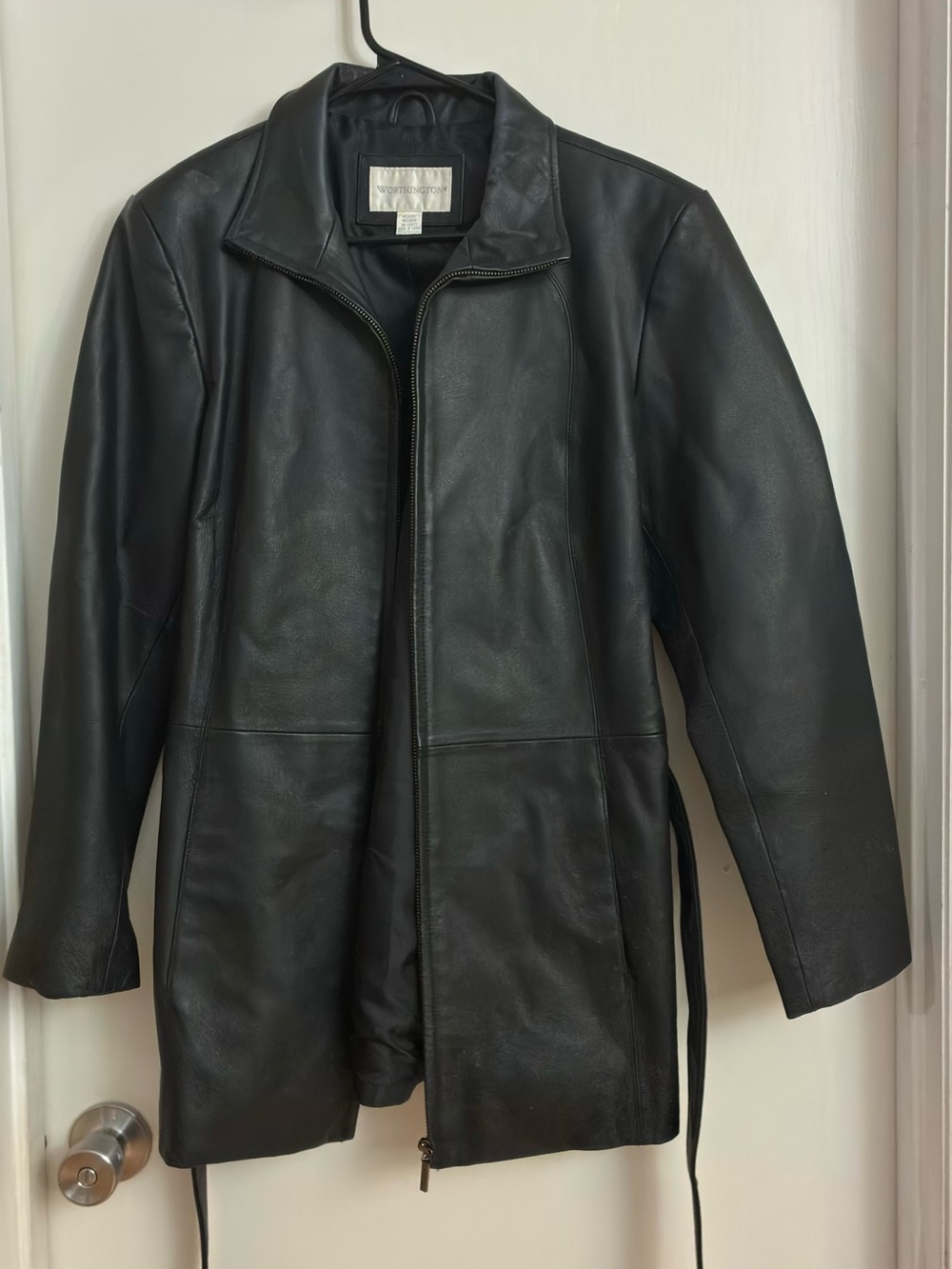 Worthington Black Leather Zip-Front Women's Jacket